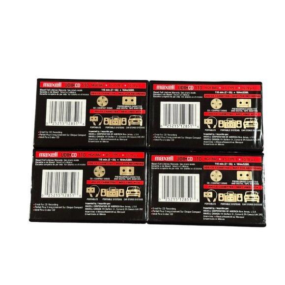 Maxell UDII 110 Type II High Bias Audio Cassette Tapes Lot of 4 Factory Sealed - Picture 2 of 7